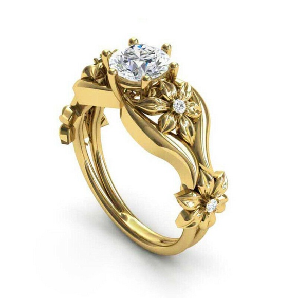 Jewelry - Elegant 18k Yellow Gold Plated White Sapphire Ring